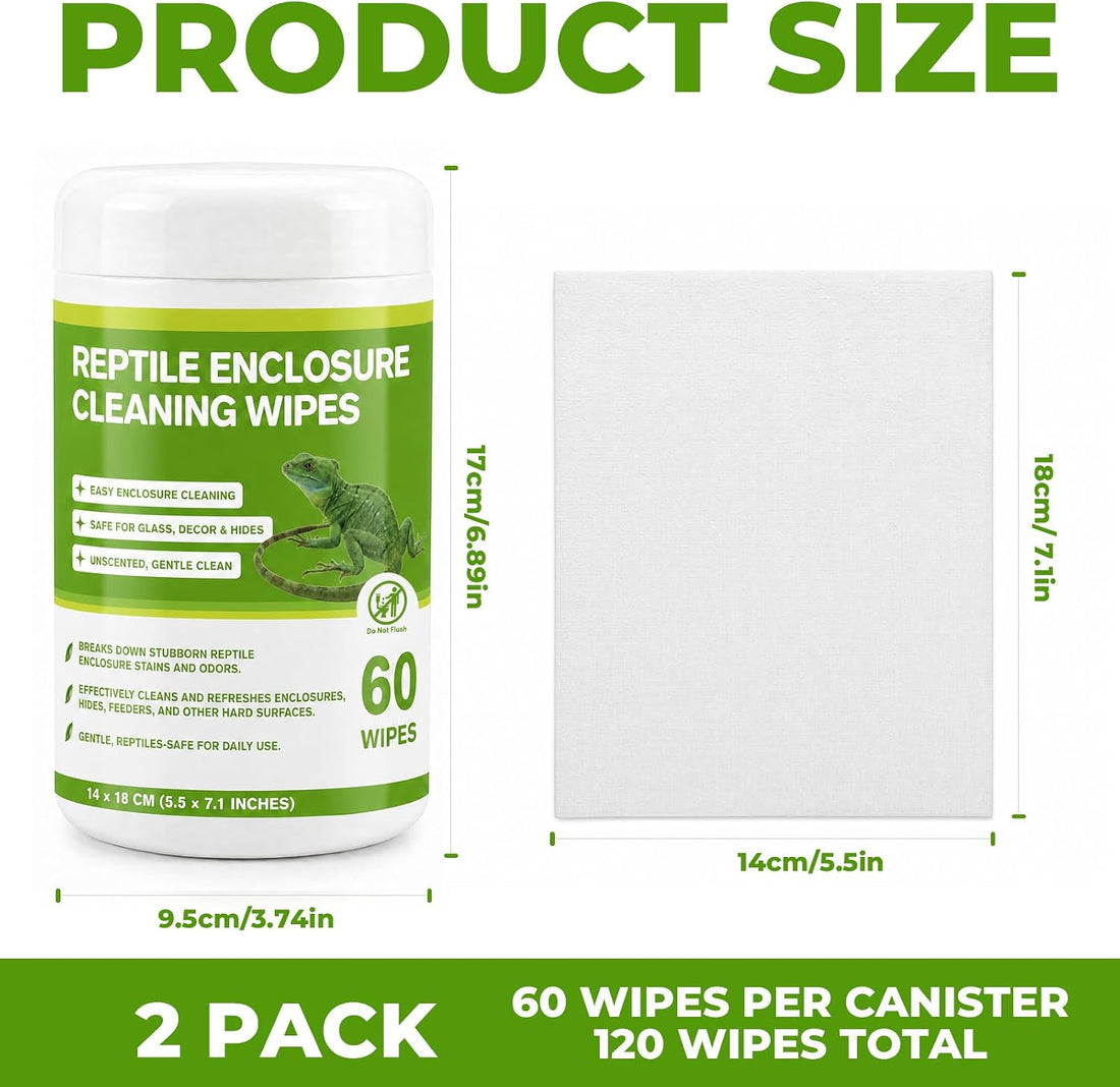 Reptile Enclosure Cleaning Wipes, Unscented Terrarium & Tank Cleaner