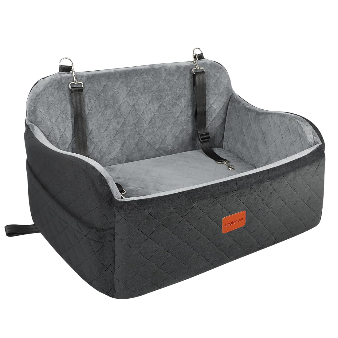 Lealchum Dog Car Seat Up to 55lb,2 Clip-On Safety Adjustable Leashs