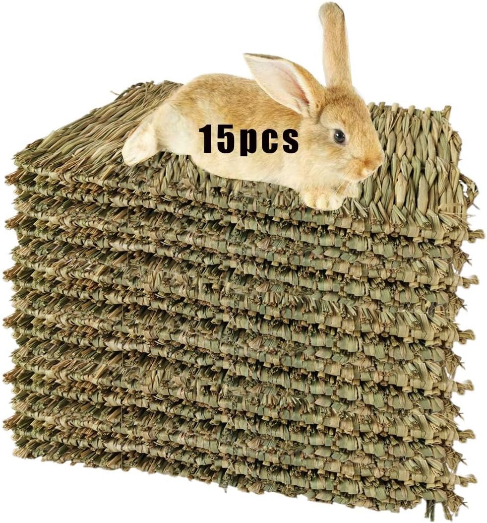 Hamiledyi Grass Mat Woven Bed Mat for Small Animal Bunny Bedding