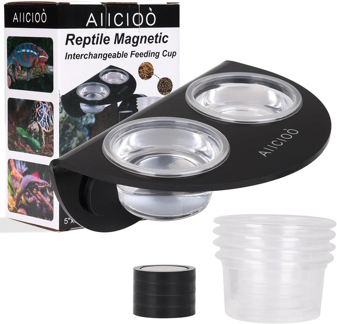 AIICIOO Gecko Feeder Ledge with 6 Pack Plastic Bowls Crested Gecko