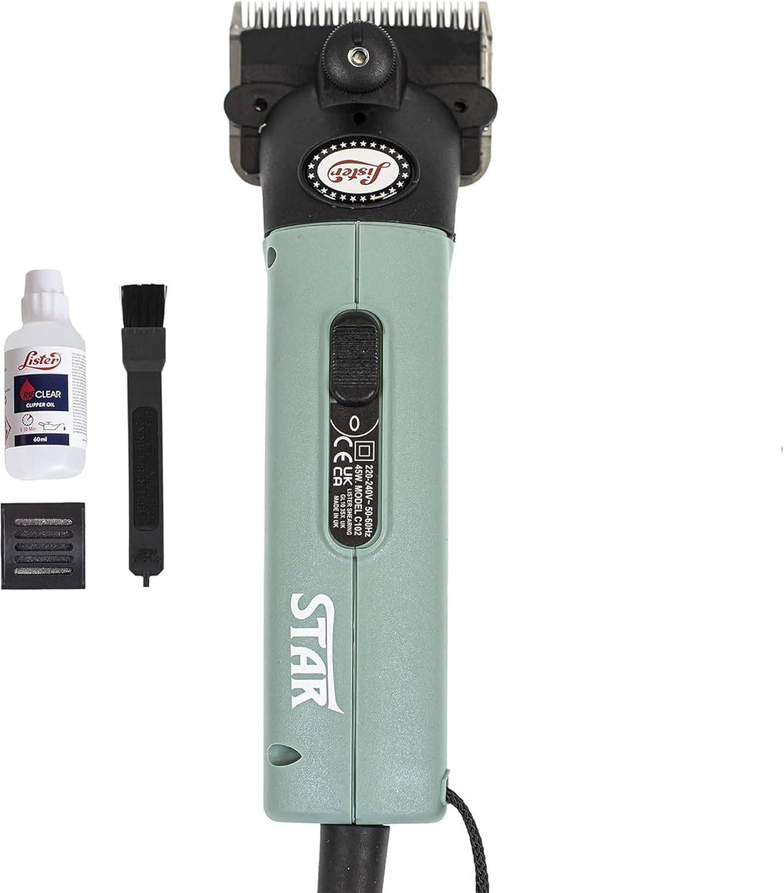 Lister Star Large Animal Clipper with Fine Blade, Green, Hard Case