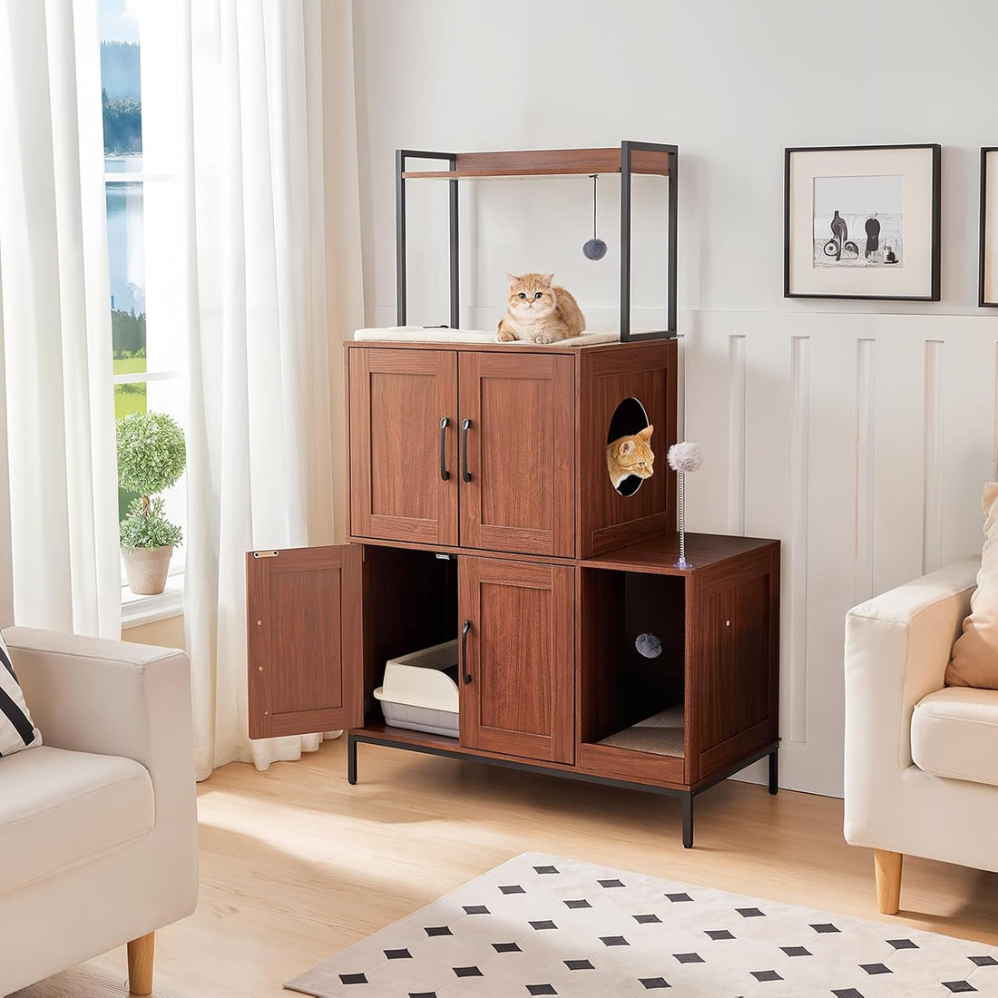 HOOBRO Litter Box Enclosure, Litter Box Furniture with Storage