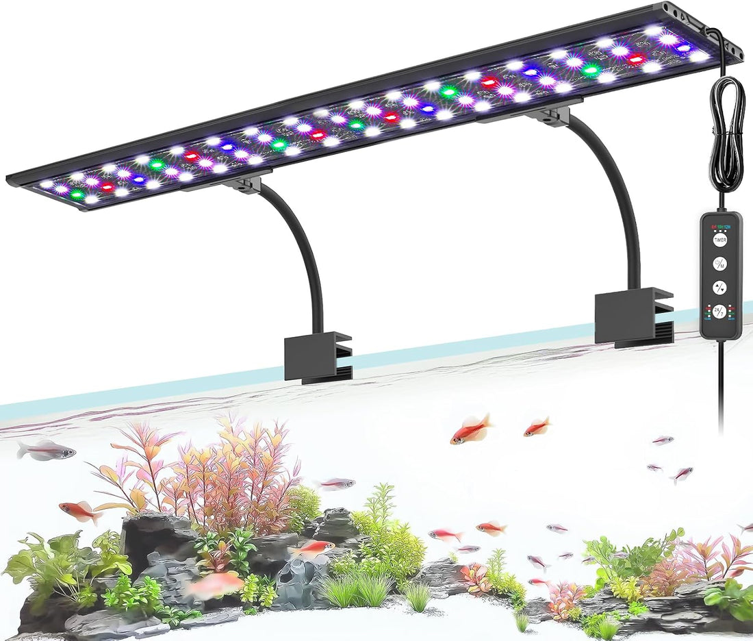 AQQA Clip On Aquarium Light, 24/7 & DIY Mode Full Spectrum Fish Tank