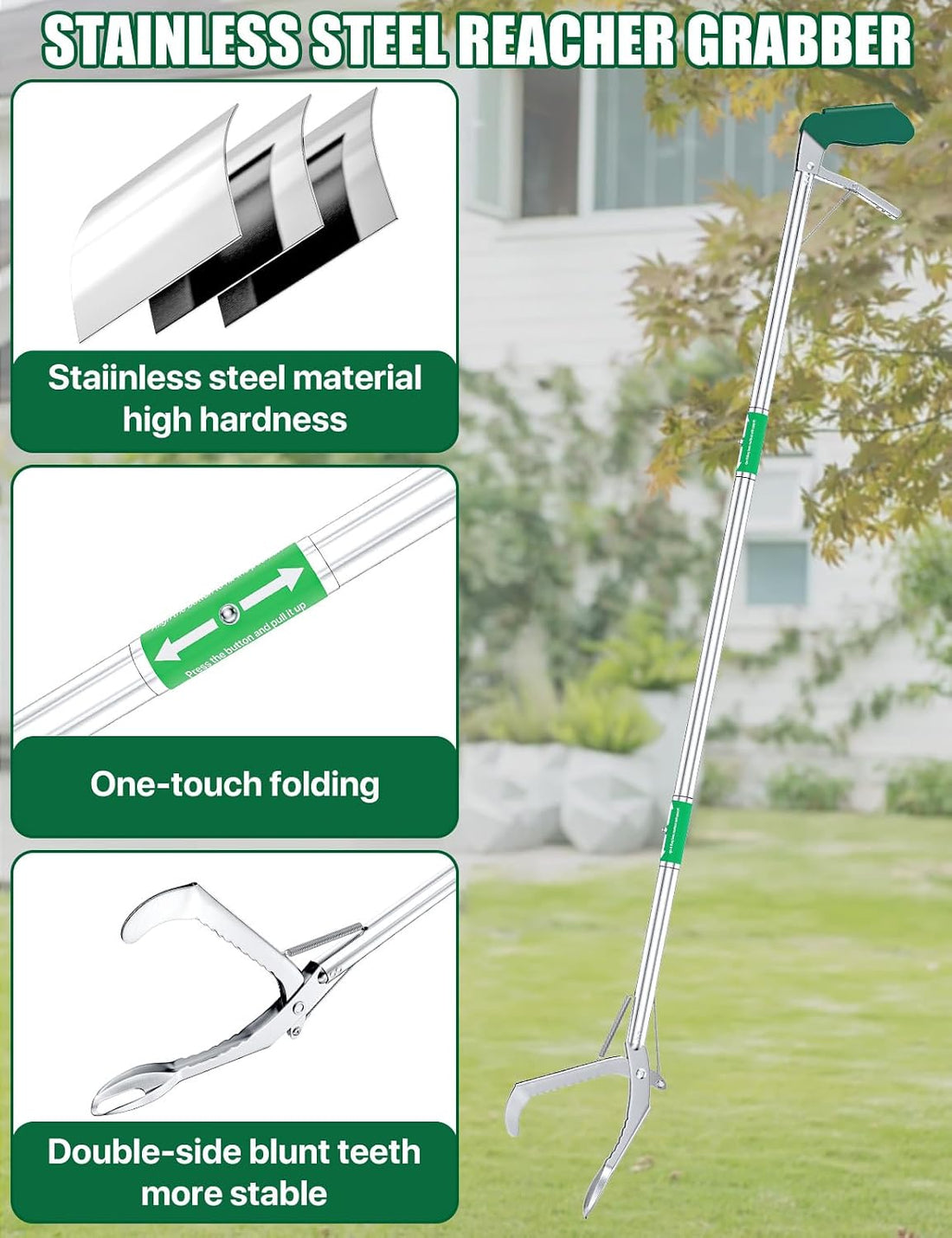 Grabber Reacher Tool, 50" Foldable Extra Long Snake Grabber