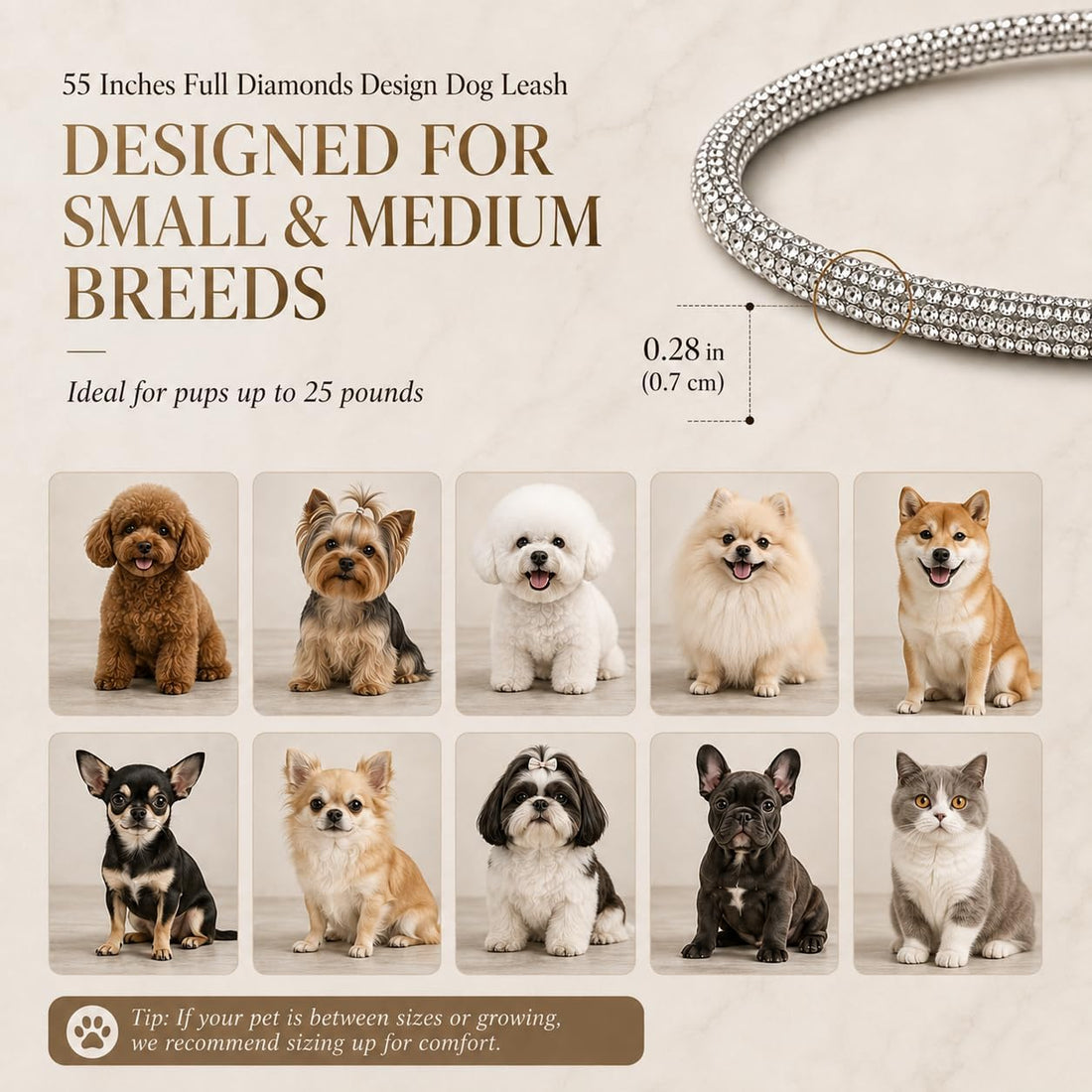 PawLux Fashion Full Diamond Bling Pet Leash