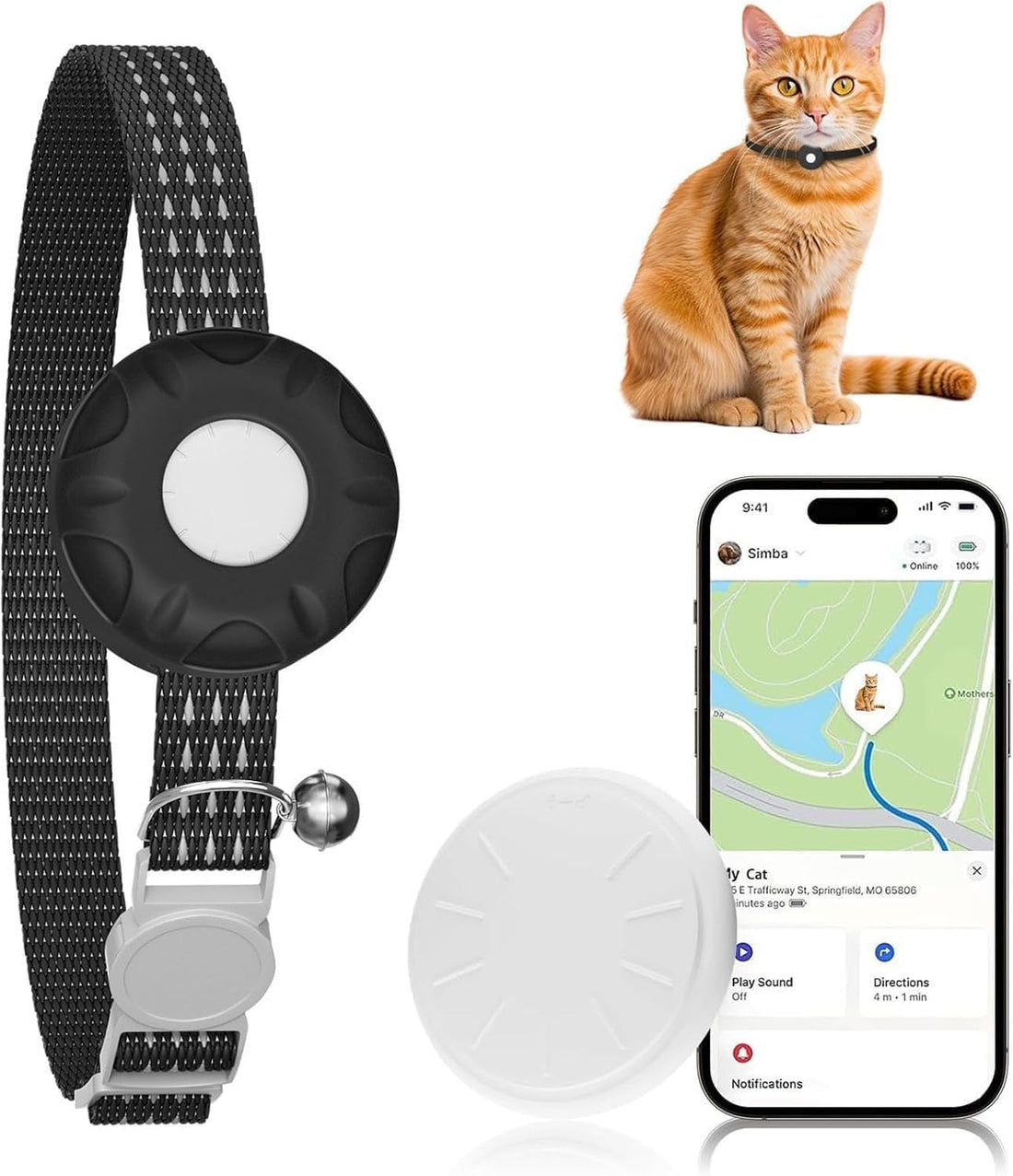 Cat Tracker, Cat Tracker Collar with Safety Elastic Buckle