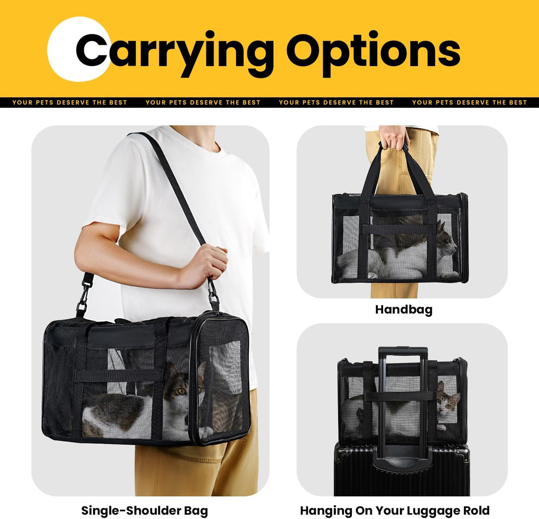 Conlun Cat Carrier Bag,Soft-Sided Pet Carriers for Dogs with 4-Sided
