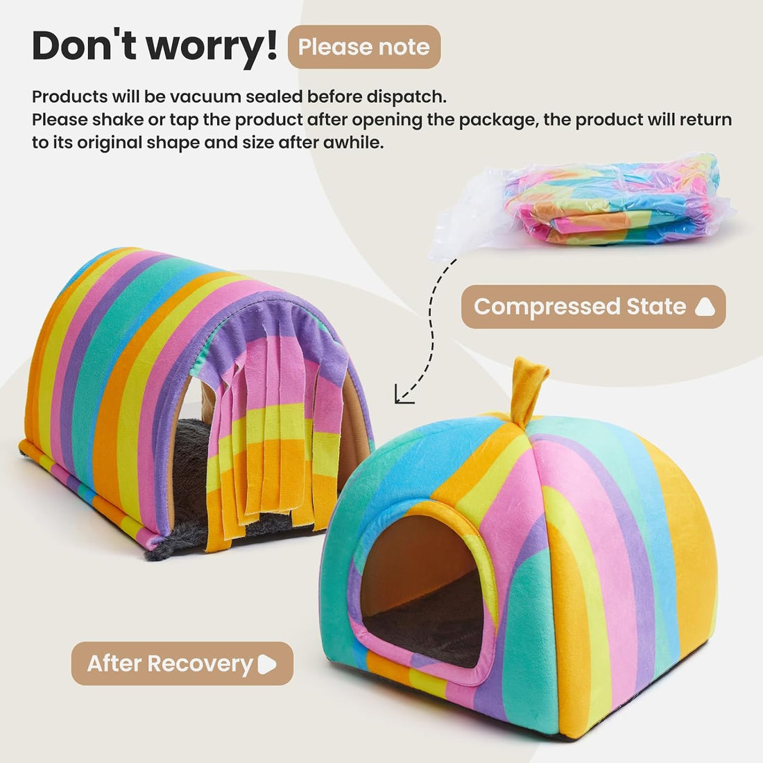 Guinea Pig Hideout Soft Large Bed Tunnel with Door Curtain 2 Pack