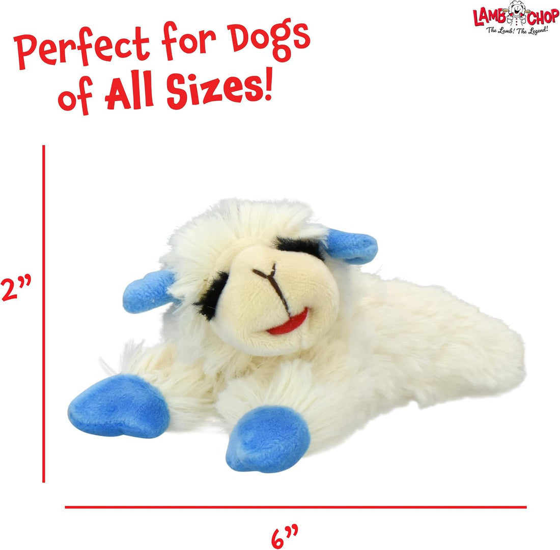 Multipet Lamb Chop Dog Plush Toy - Durable Lining - 10.5" - Blue Paws