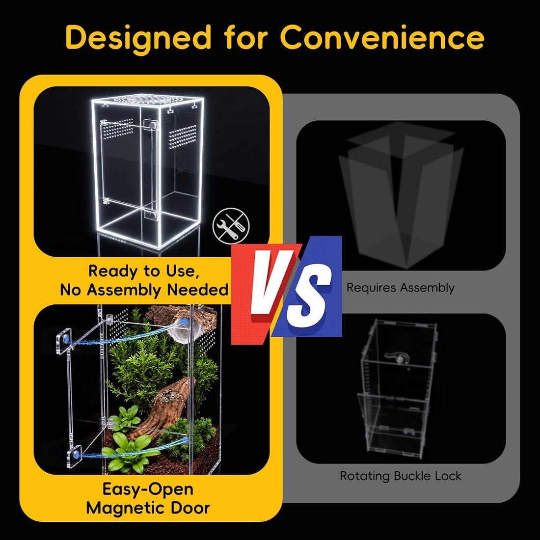 3''x3'‘x6'' Jumping Spider Enclosure Kit,Pre-Assembled PC Terrarium