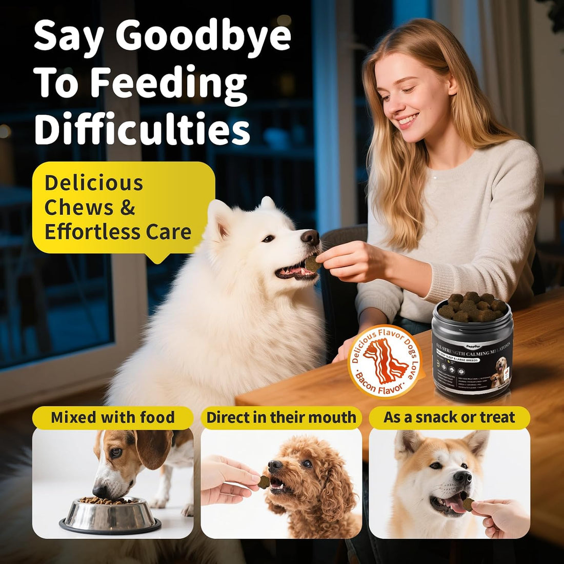 Melatonin for Dogs - Dog Calming Chews for Sleep & Emotional Support