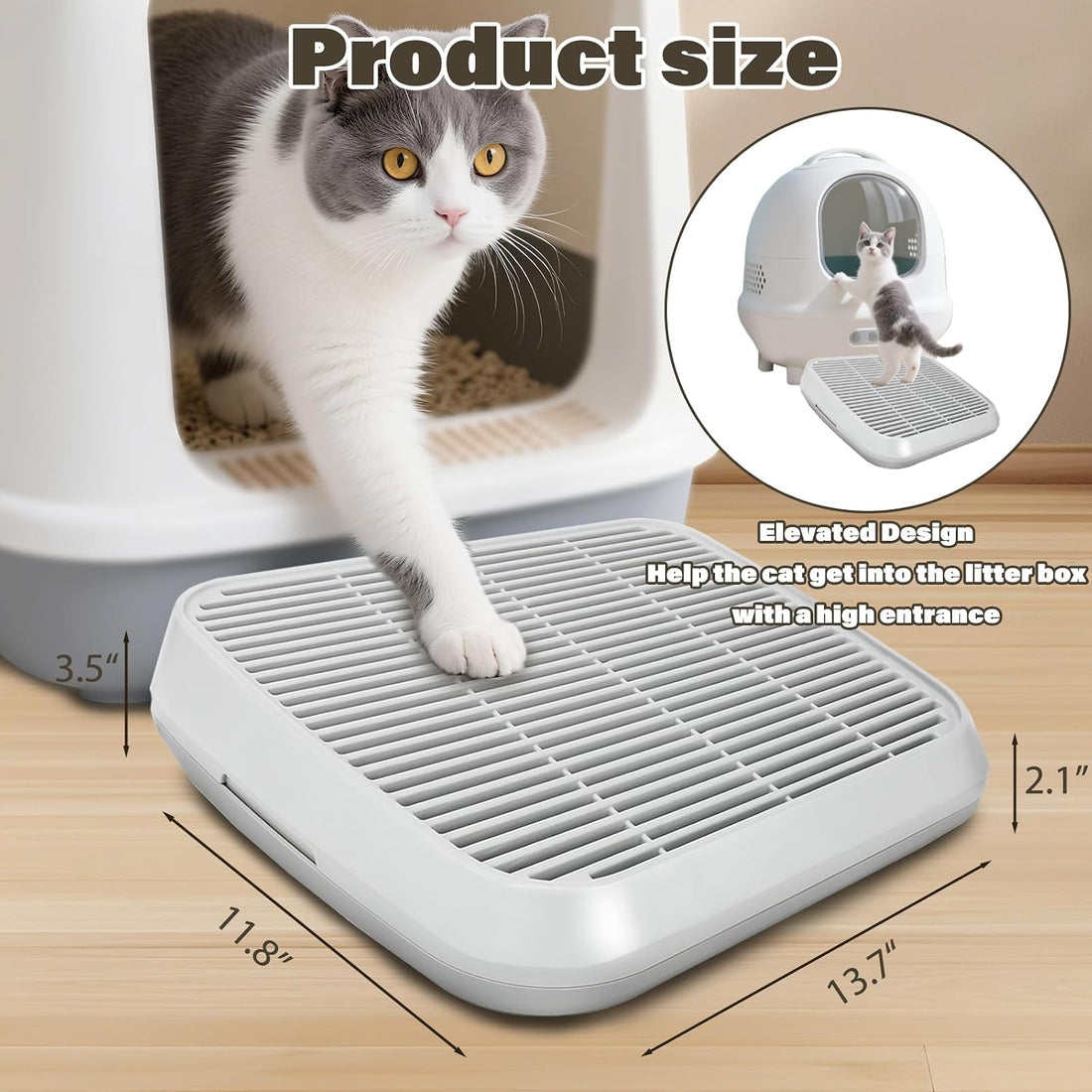Cat Ramp for Litter Box, Anti-Tracking Cat Litter Trapper