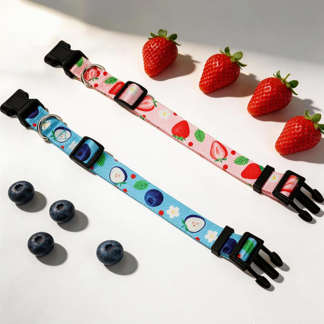 2 Pack Goat Collars with Bells，Fruit Adjustable Nylon Collar Set