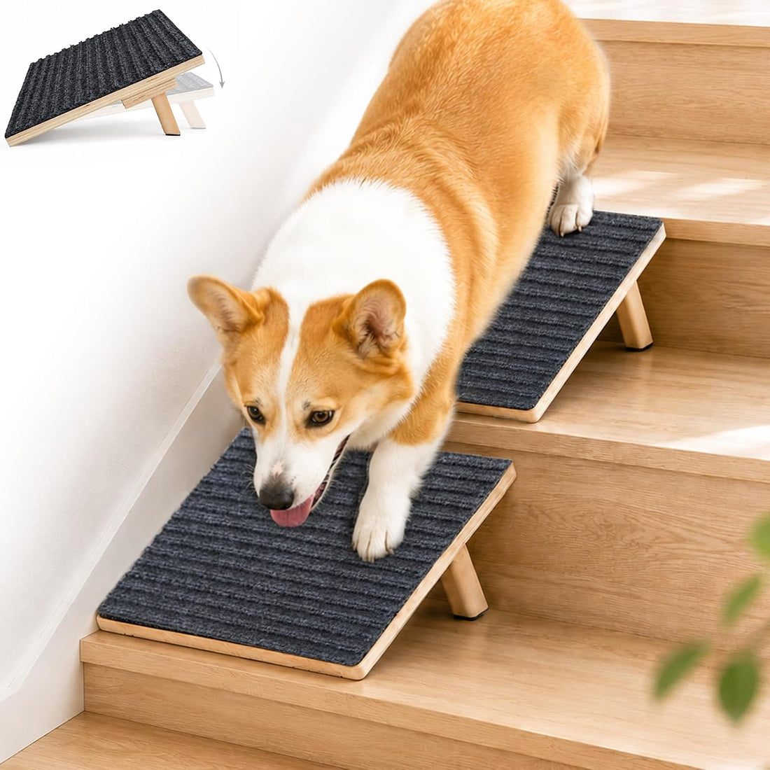 Vivifying Dog Ramp for Stairs, 4 Packs Anti-Slip Dog Stair Ramps