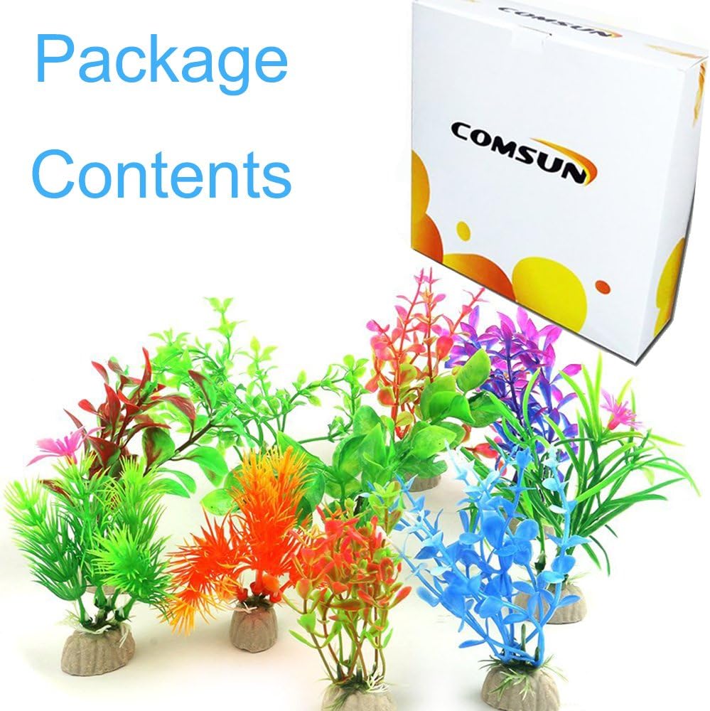 COMSUN 10 Pack Artificial Aquarium Plants