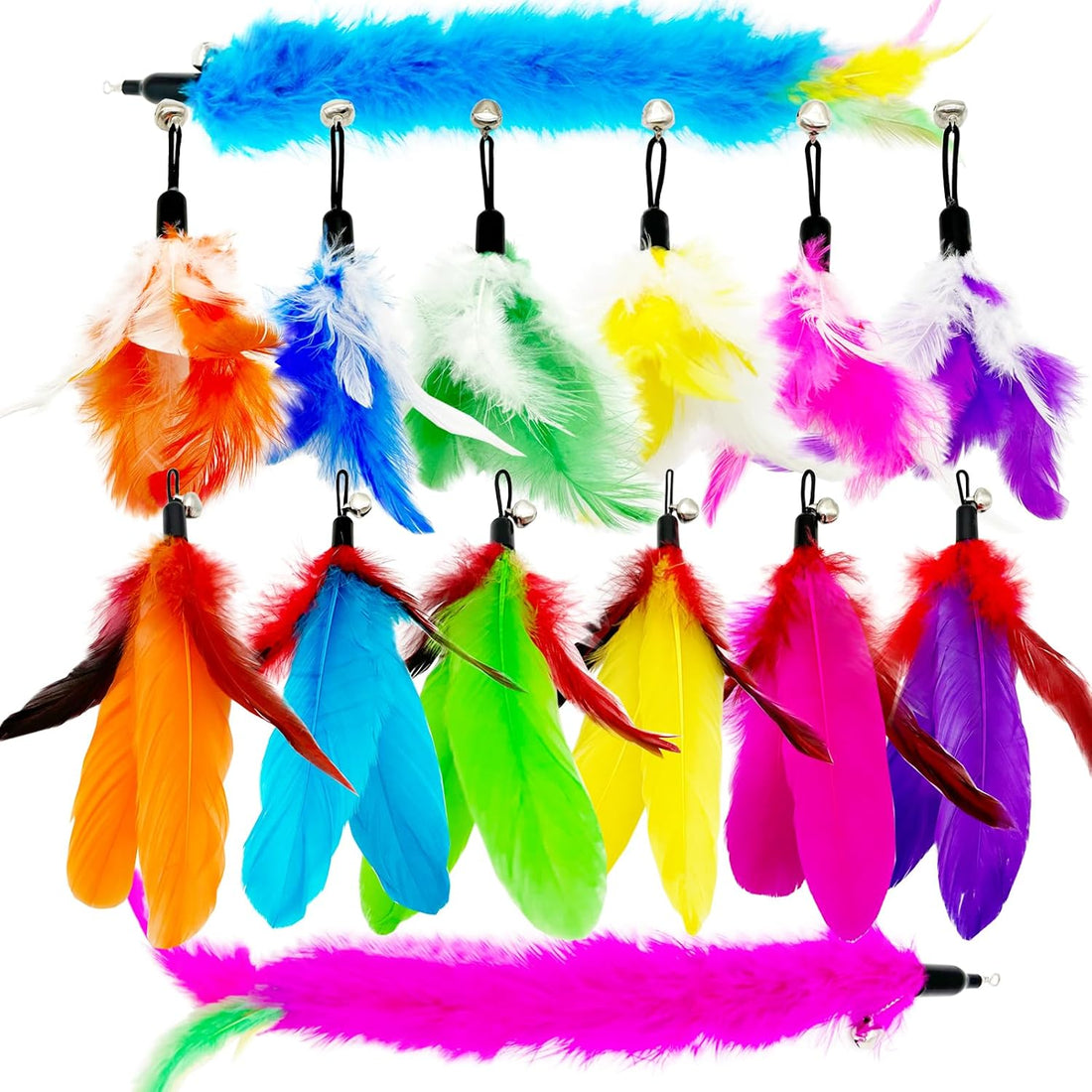 Cat Feather Toys Refills, 10 Pieces Worms Feathers Refills