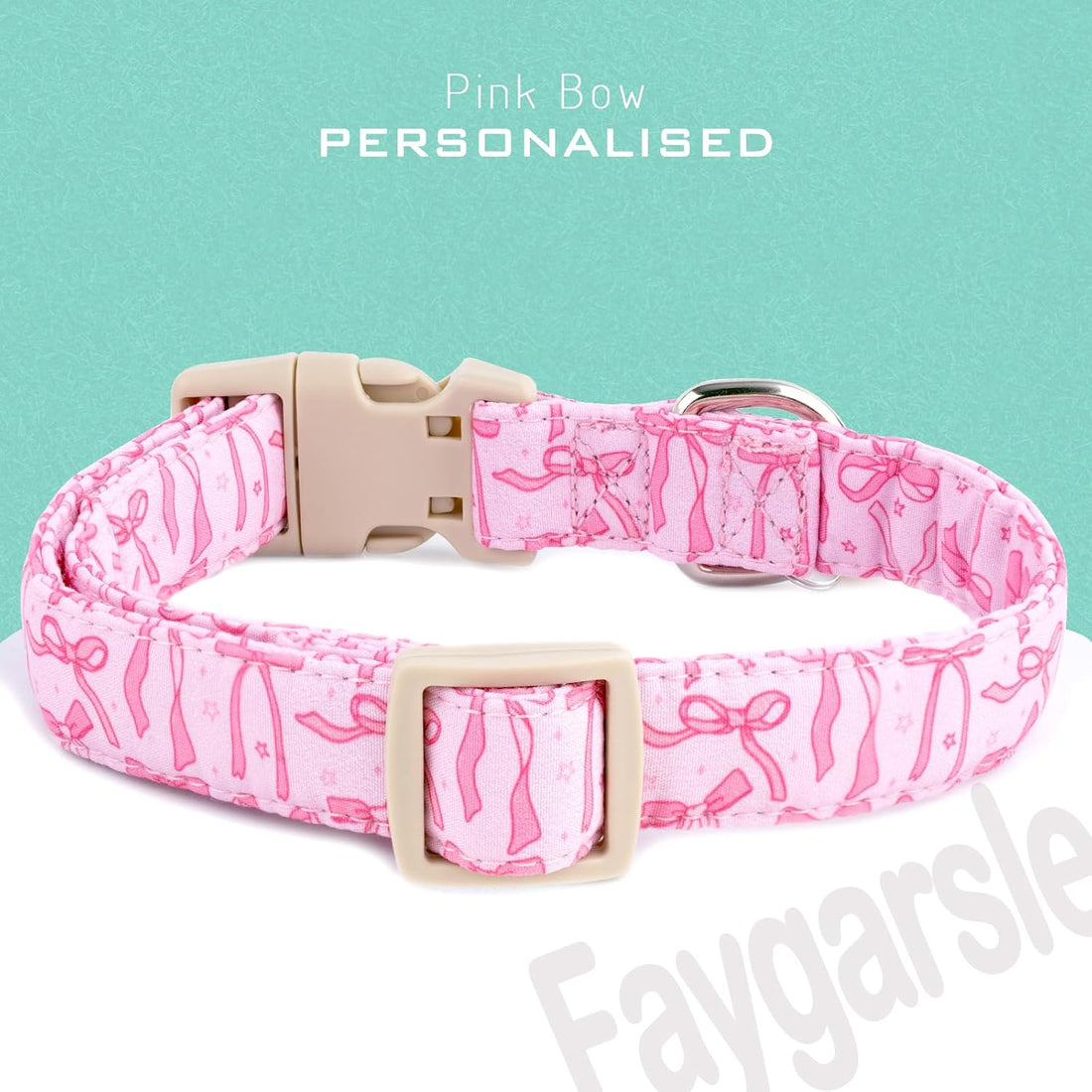 Faygarsle Cute Pink Bow Pattern Dog Collar for Summer Spring