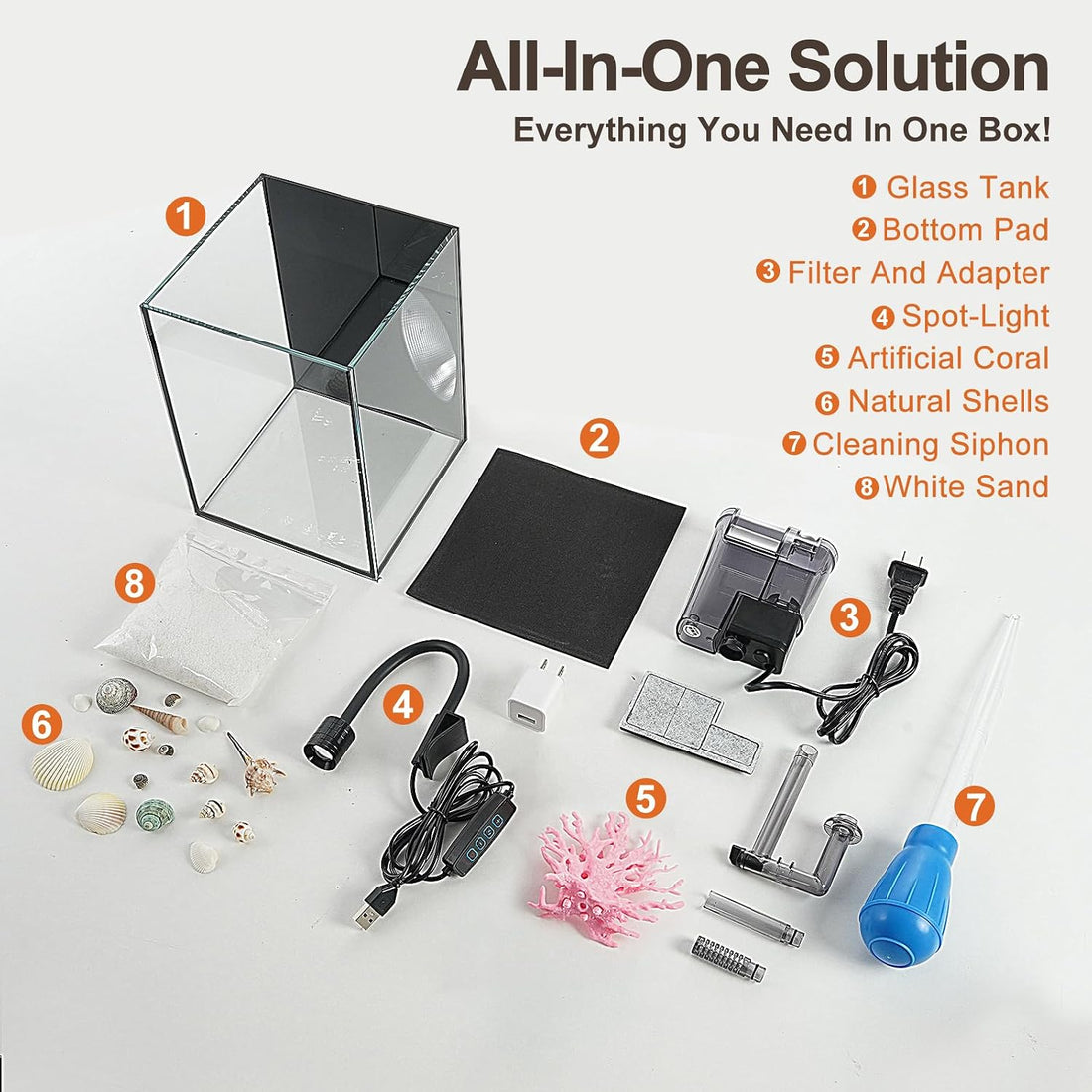 Desktop Aquarium Mini Tank Kit, 1.2 Gallon Rimless Cube with Filter