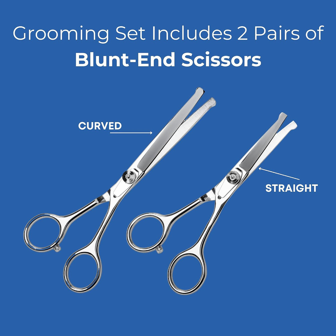 Pet Grooming Scissors Set - Round Tip Shears for Dogs & Cats
