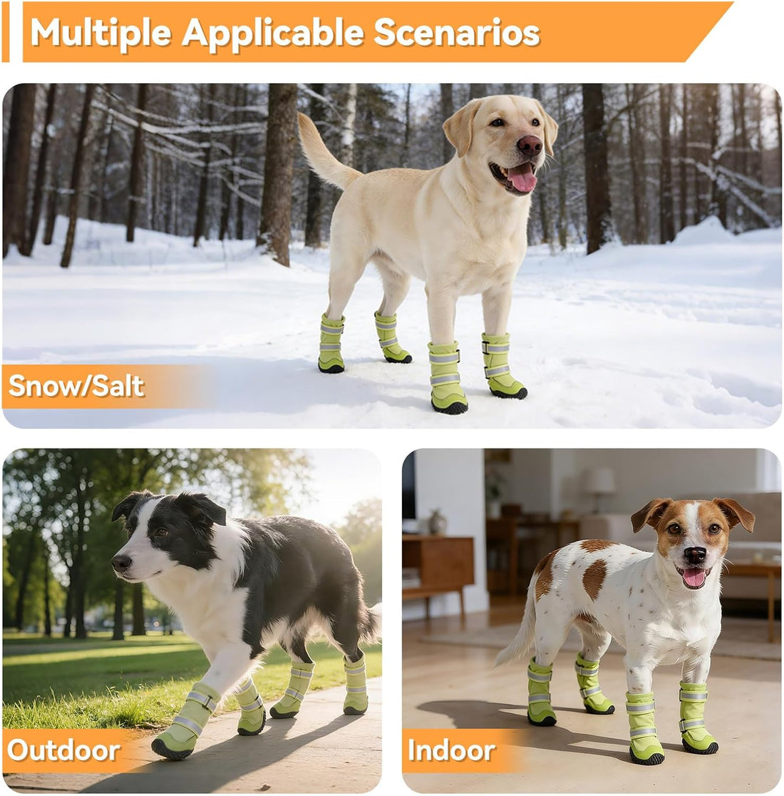 Dimicoo Dog Shoes,Waterproof Dog Boots for Winter,Anti-Slip Dog Snow
