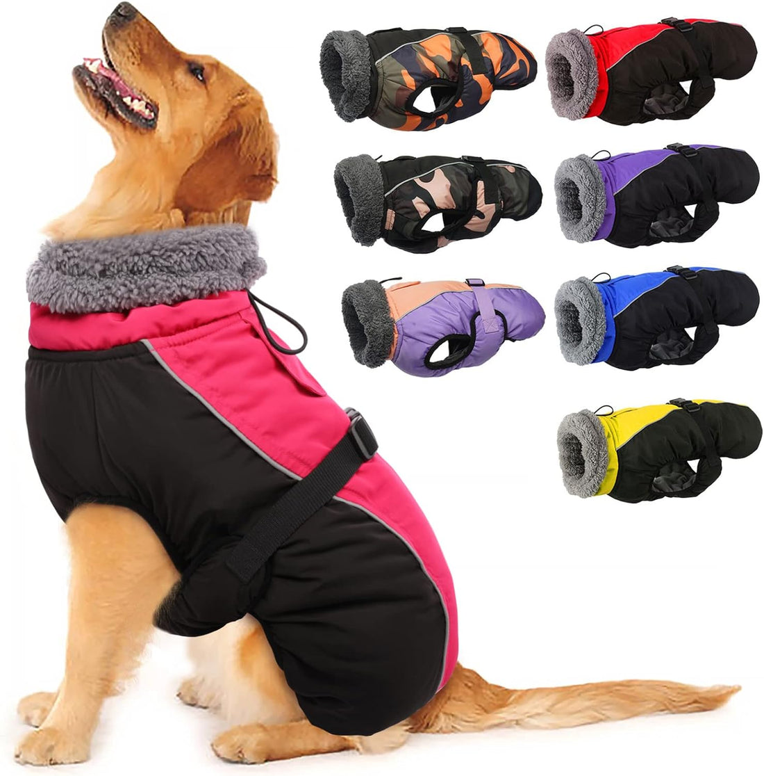 IECOii Extra Warm Dog Coat - Reflective Adjustable Jacket With Buckle