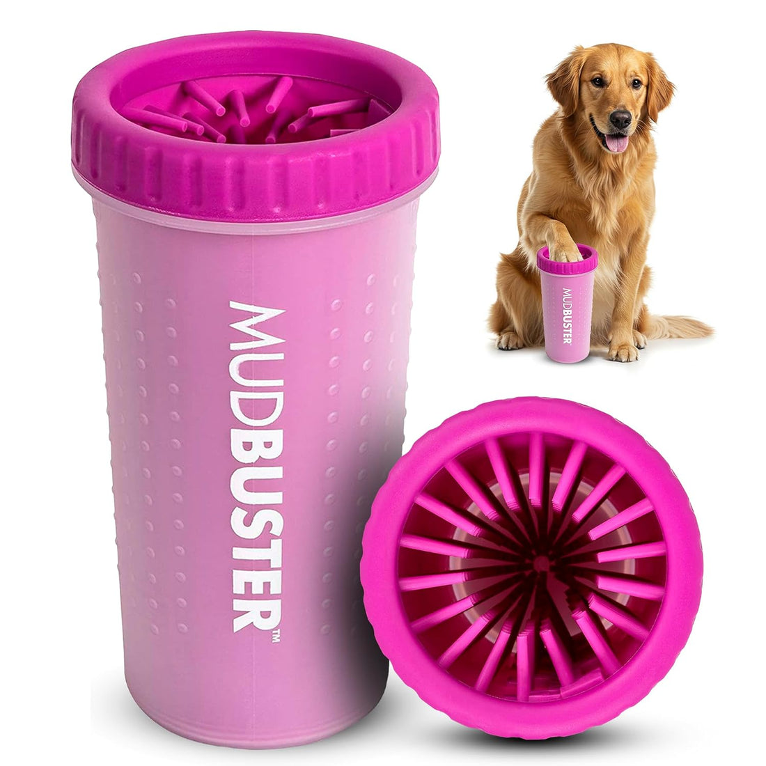 Dexas MudBuster Large Dog Paw Cleaner, Fuchsia