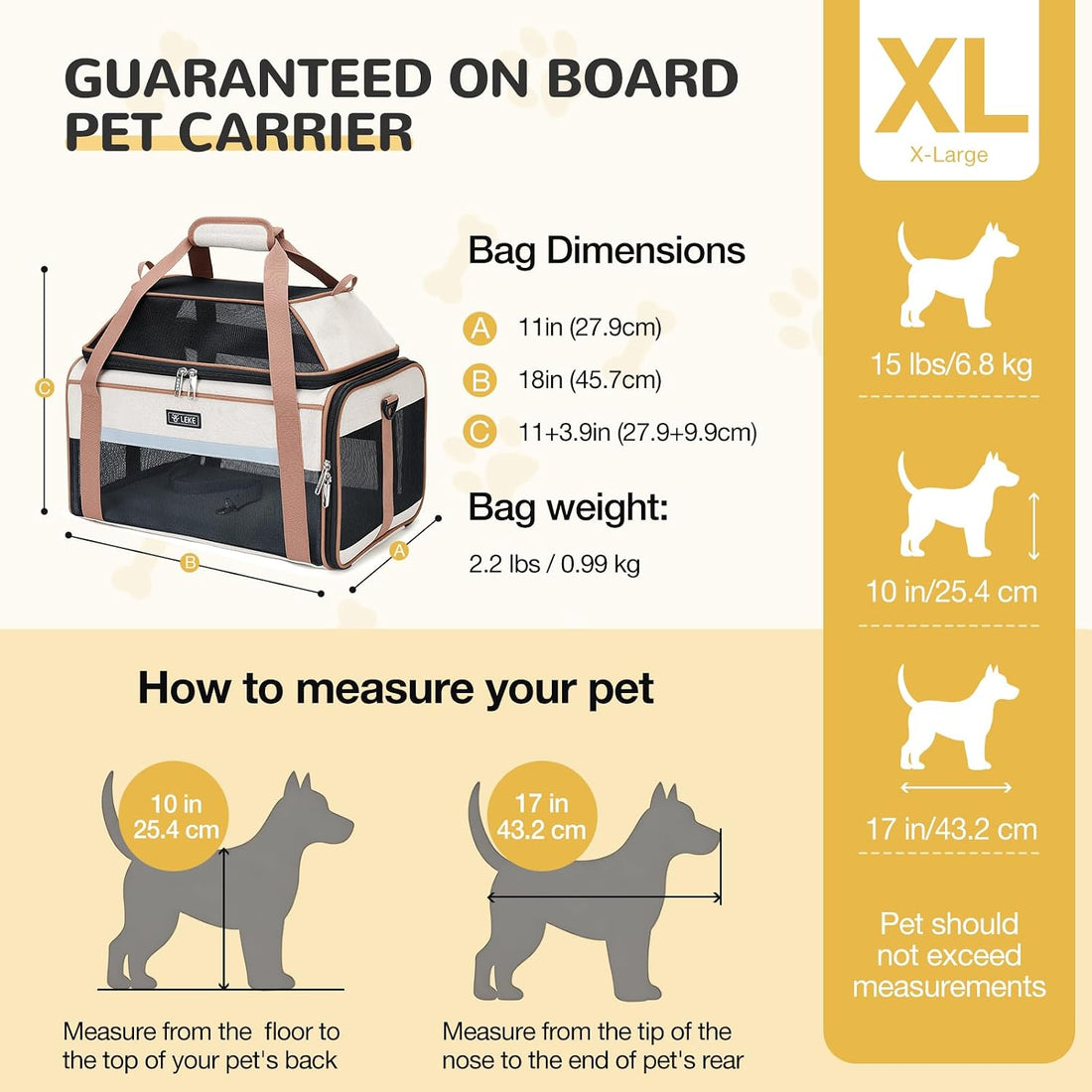 Lekereise Top-Expandable Pet Carrier 18x11x11Inch Delta American
