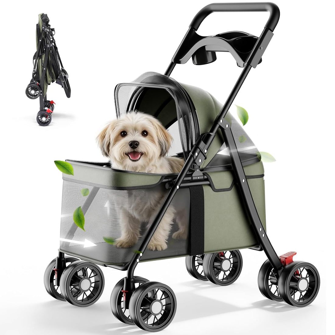 GTPLAYER Foldable Pet Stroller for Small Dogs and Cats