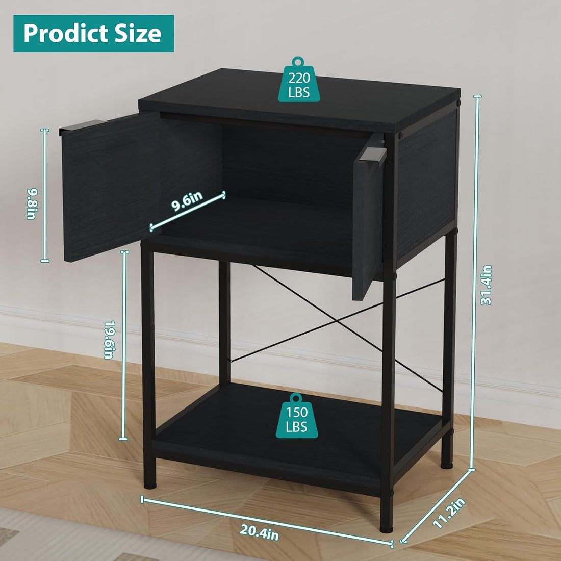 5-10 Gallon Fish Tank Stand with Cabinet Storage for Aquarium Stand