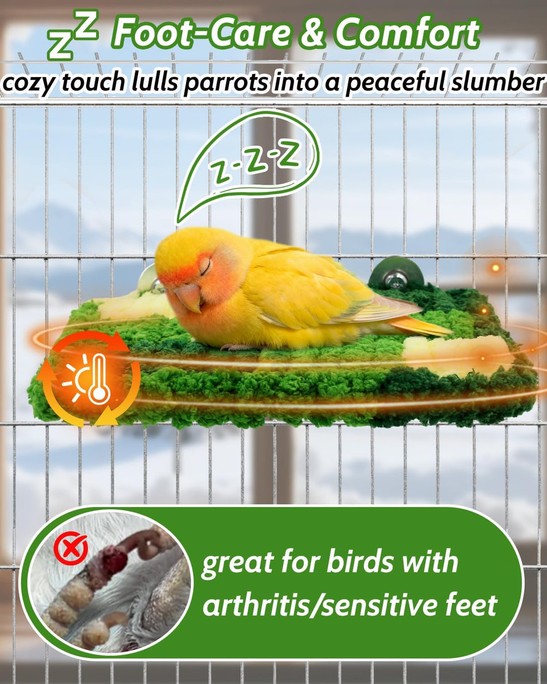 Warm Coral Fleece Bird Perch, Soft & Gentle for Sensitive Feet