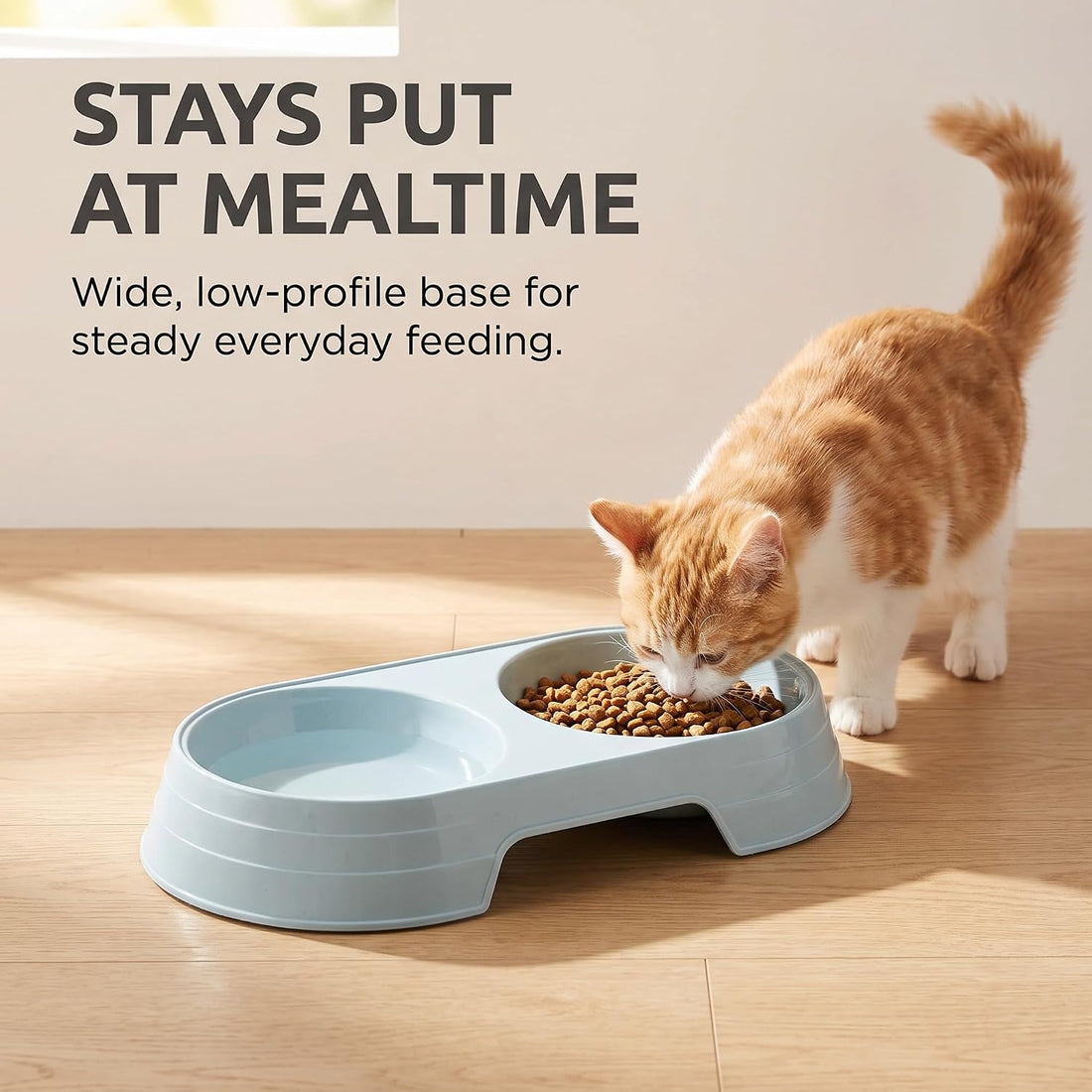Pet Food and Water Bowl, Double Feeding Bowls, Small Grey