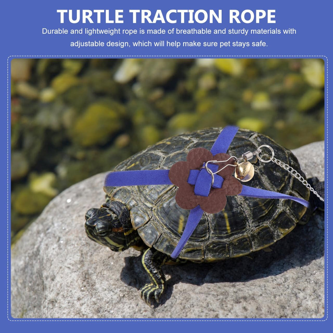 HANABASS Tortoise Pet Hauling Rope Adjustable Suede Blue