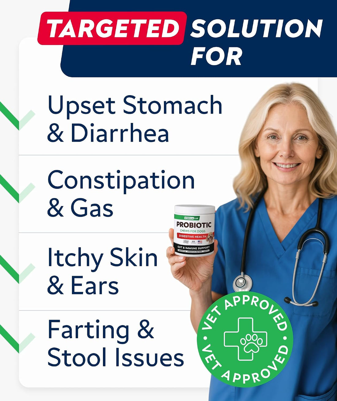 STRELLALAB Probiotics for Dogs Chews for Digestive Health & Gut