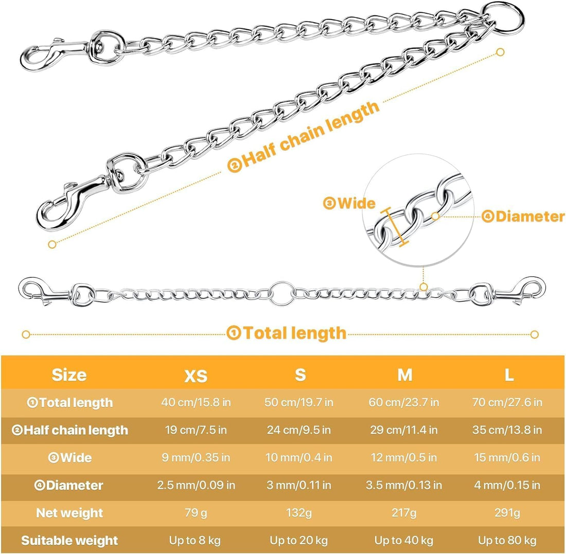 PETTOM Heavy Duty 2 Way Dog Lead Metal Chain Double Pet Clip Leash