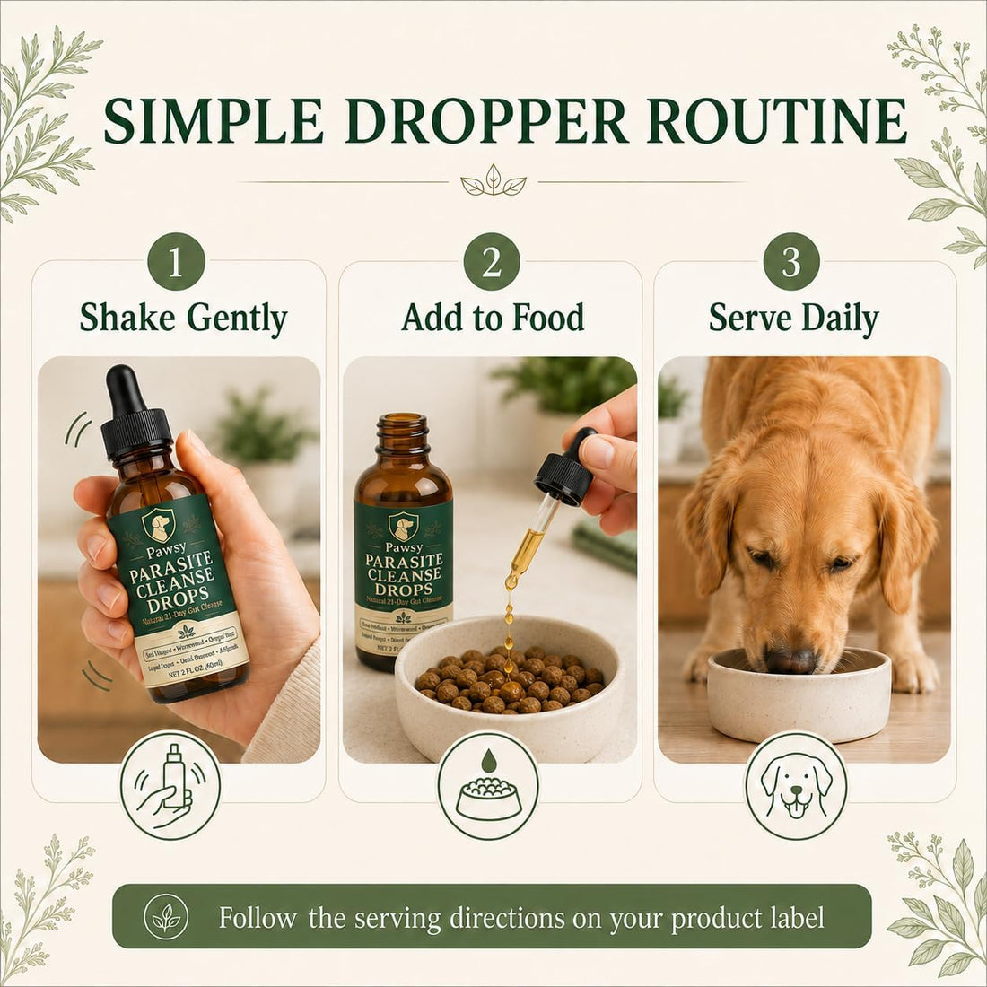 Pawsy Parasite Cleanse Drops，Triple Action Probiotics Supplement