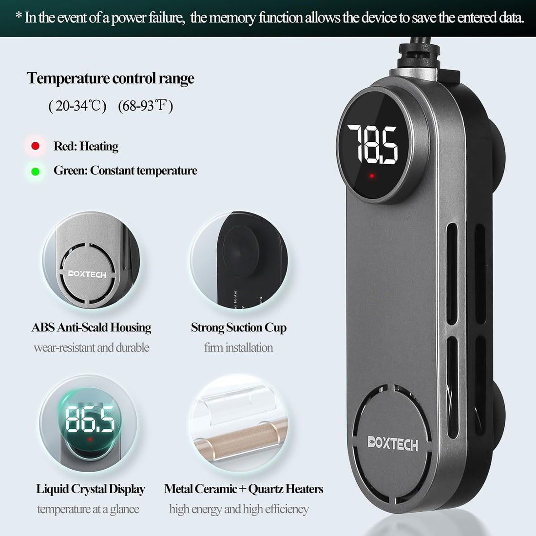 boxtech Small Fish Tank Heater - Mini Aquarium Heater