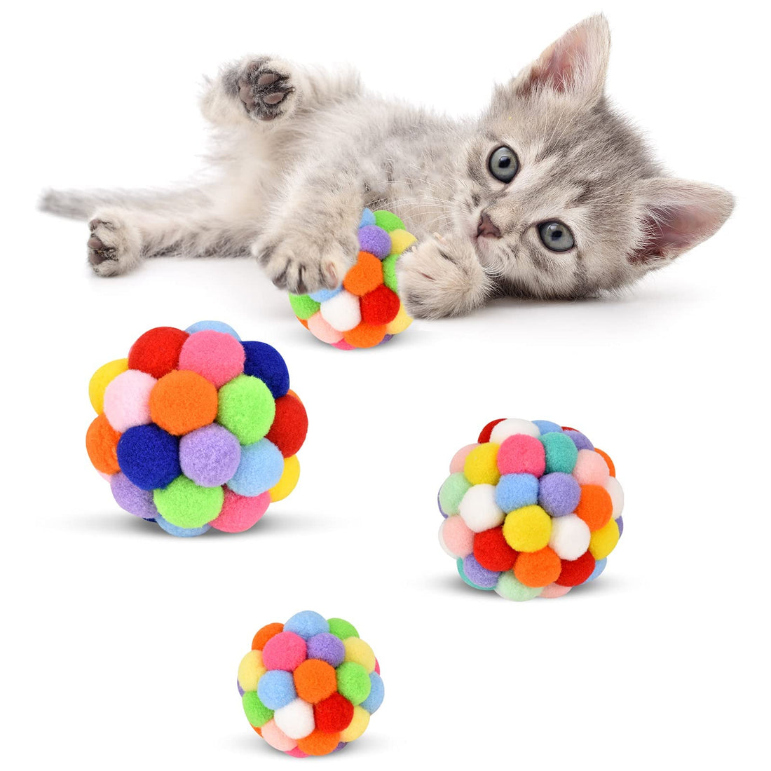 TUSATIY Cat Toy Balls with Bell 3PCS