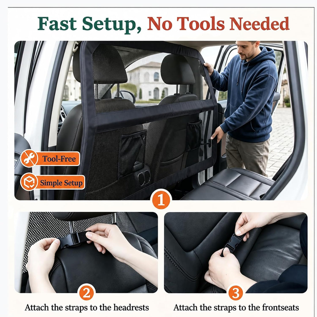 Dog Car Divider for Back Seat & Cargo Area