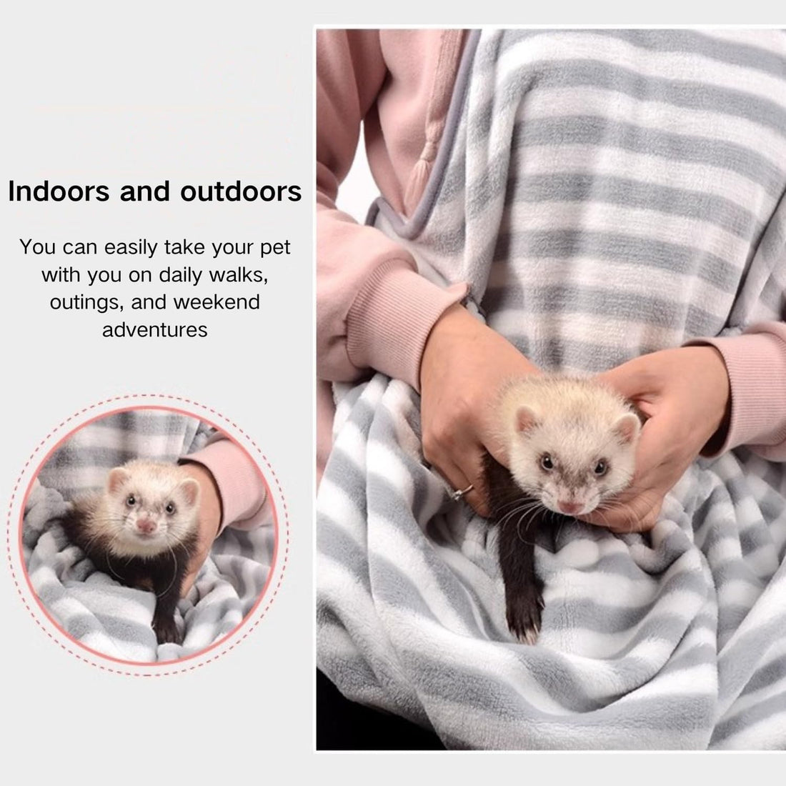 Ferret Sling Carrier - Fleece Small Pet Carrier Bag Soft Breathable