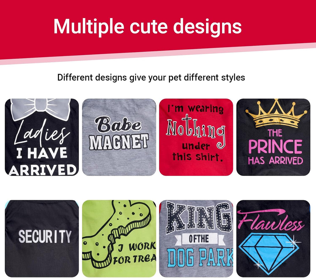 hoyuwak 8 Pieces Pet Shirts Funny Dog Printed Clothes Dog Sleeveless