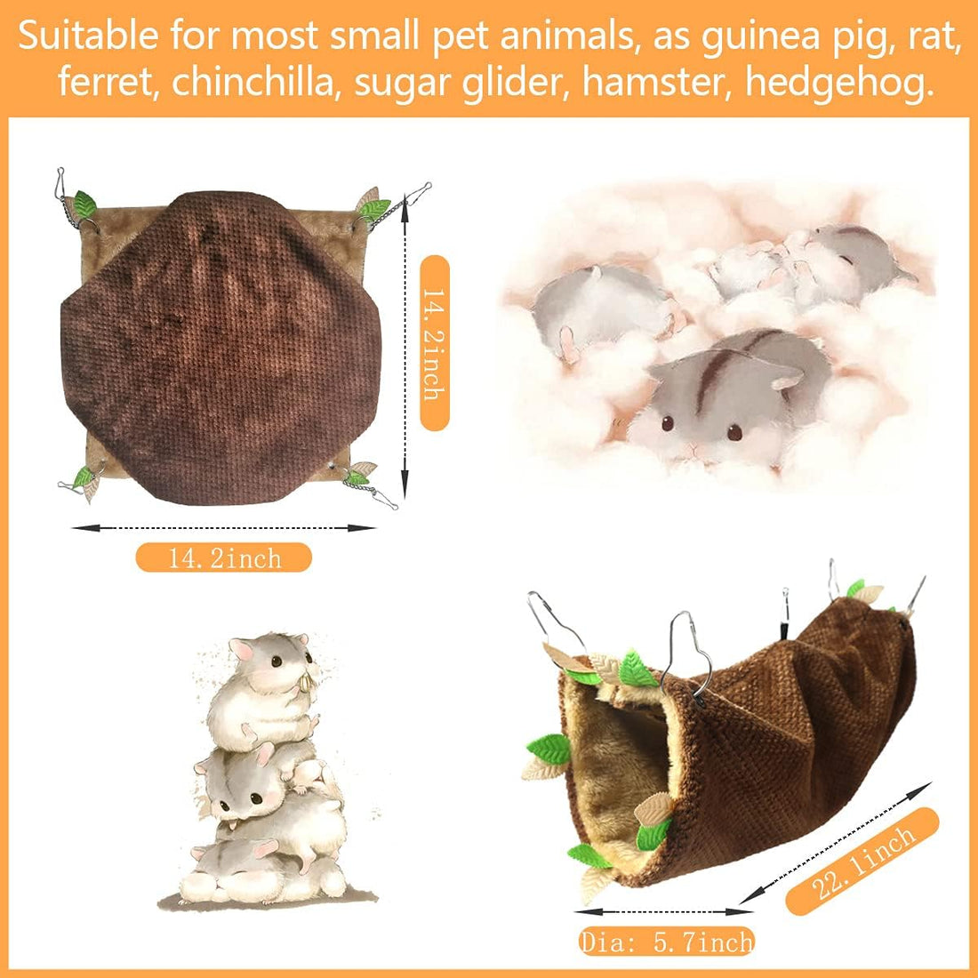LEFTSTARER Guinea Pig Ferret Rat Hammock Toy Small Animal Cage