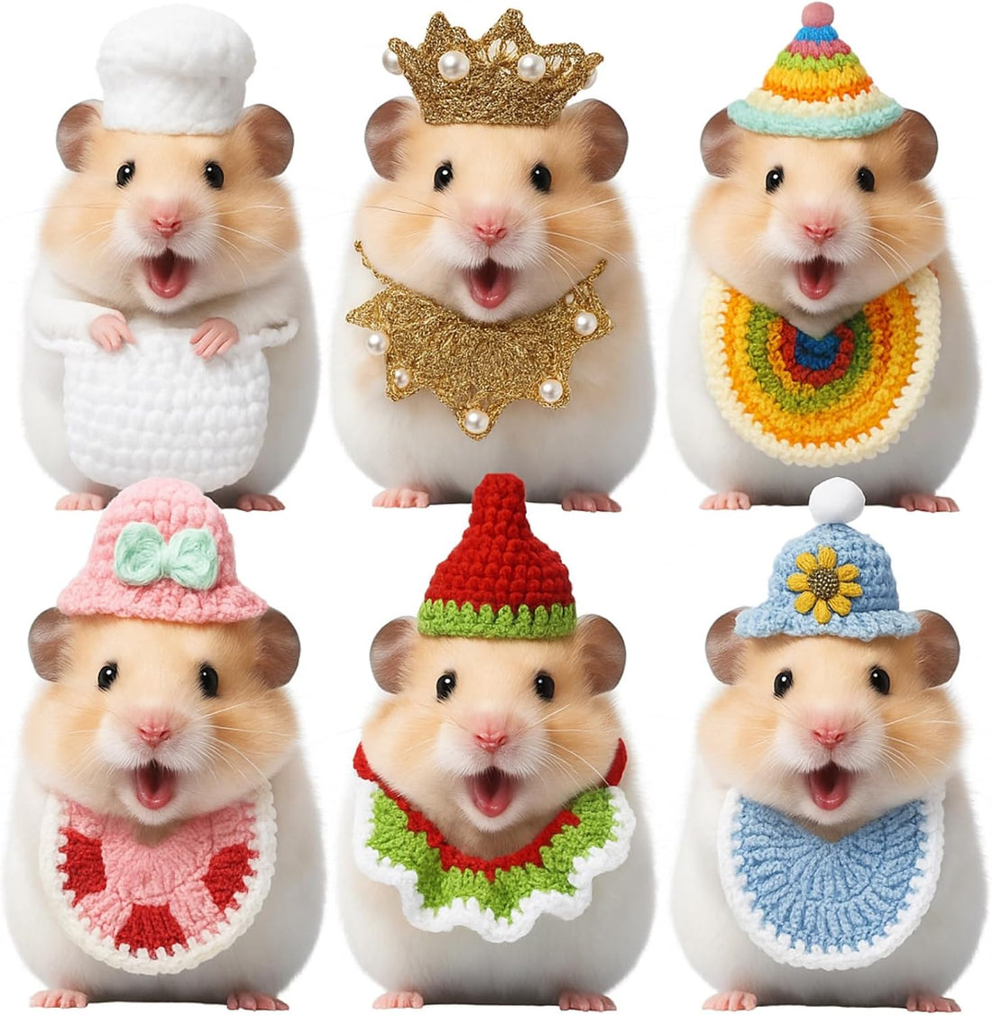 Silkfly 12 Pcs Mini Pet Hat, Crochet Hat for Small Animals, Fresh