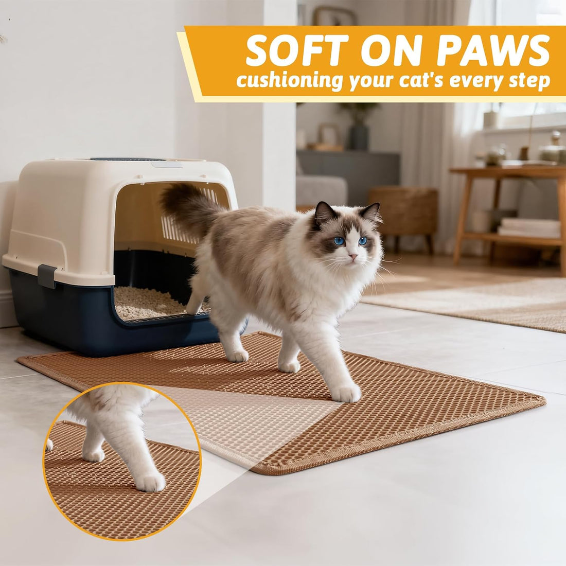 Pieviev Cat Litter Mat Double Layer Waterproof Urine Proof Trapping