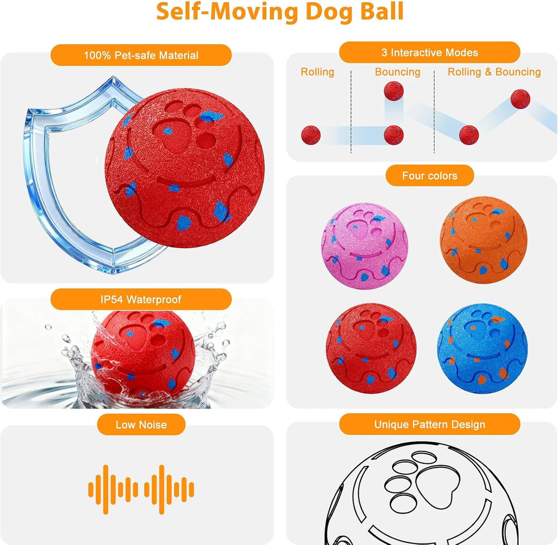Interactive Smart Dog Toy, Automatic Moving, Bouncing Ball