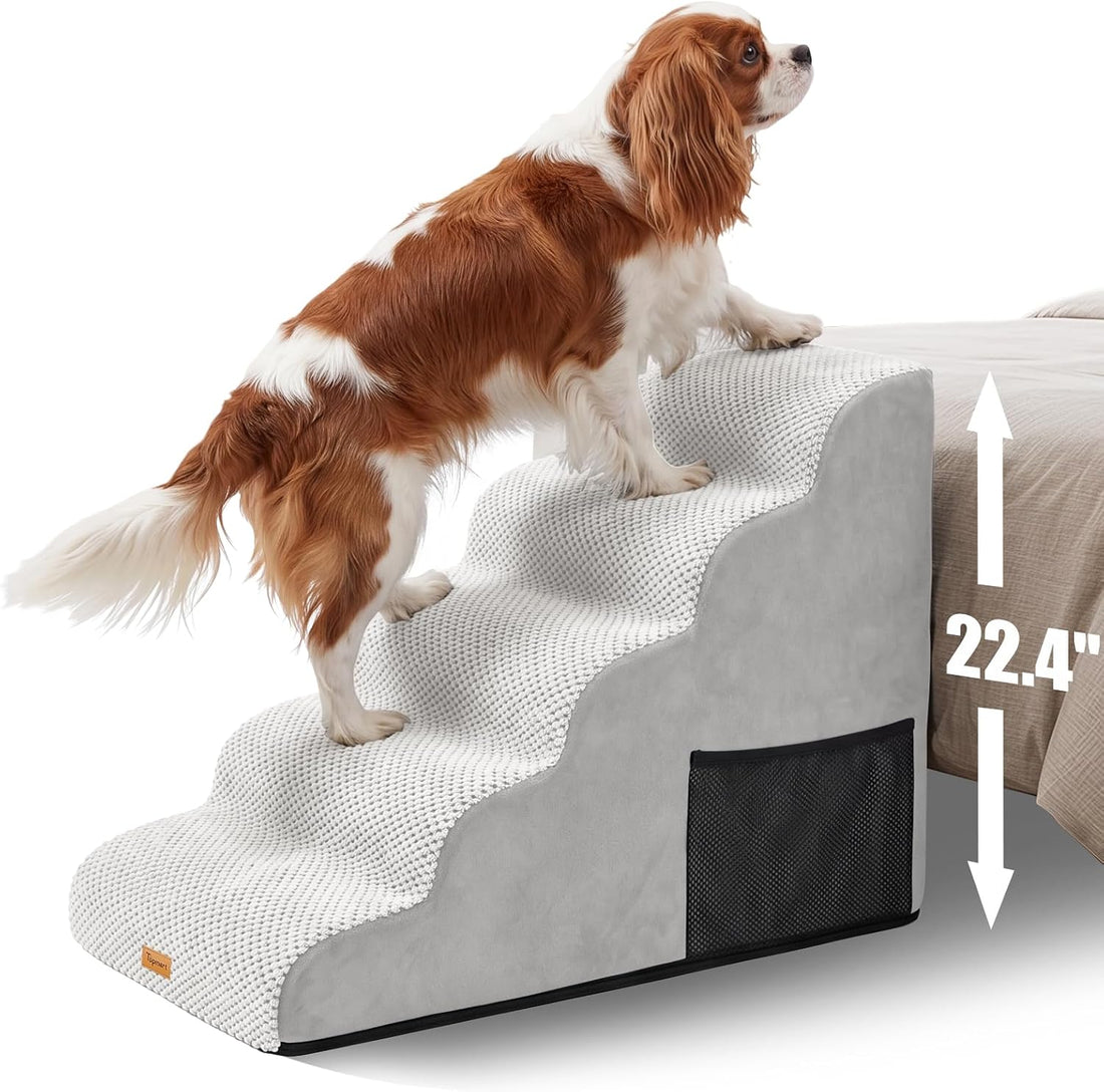 Topmart 3 Tiers Foam Dog Ramps/Steps,Non-Slip Pet Steps
