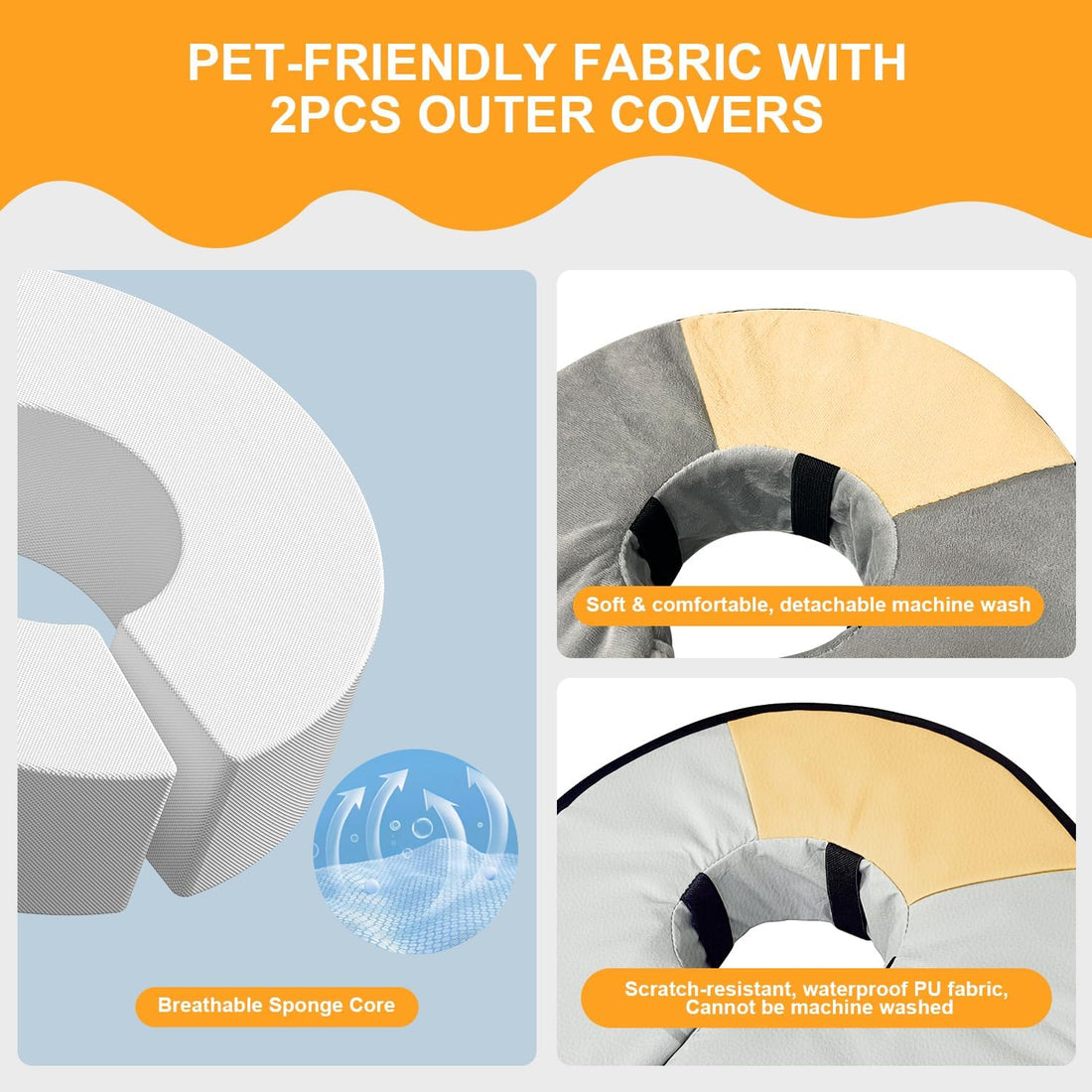Sponge Core Dog Cone Collar to Stop Licking for Surgery Recovery