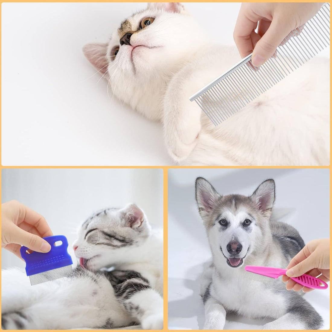 10 Pack Flea Comb for Dogs Cats, Stainless Steel Grooming Combs