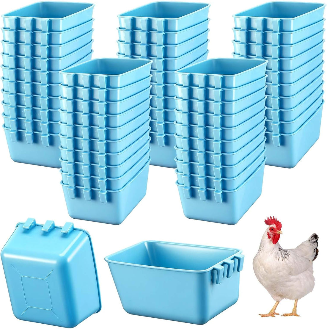 Maxdot 50 Pcs Cage Cups Chicken Feeder 16 oz Food Bowl