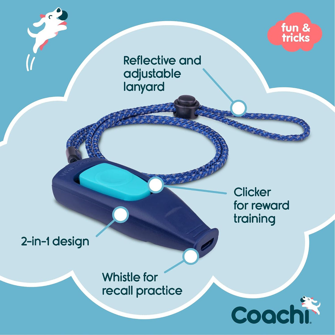 Company of Animals Coachi Whizzclick | Light Blue/Navy Button