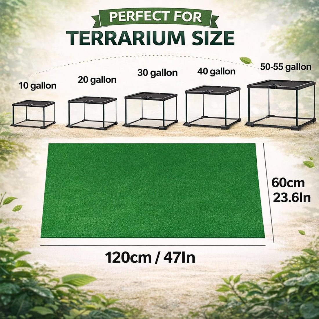 Mechpia 47" x 24" Large Reptile Carpet Terrarium Liner Bedding